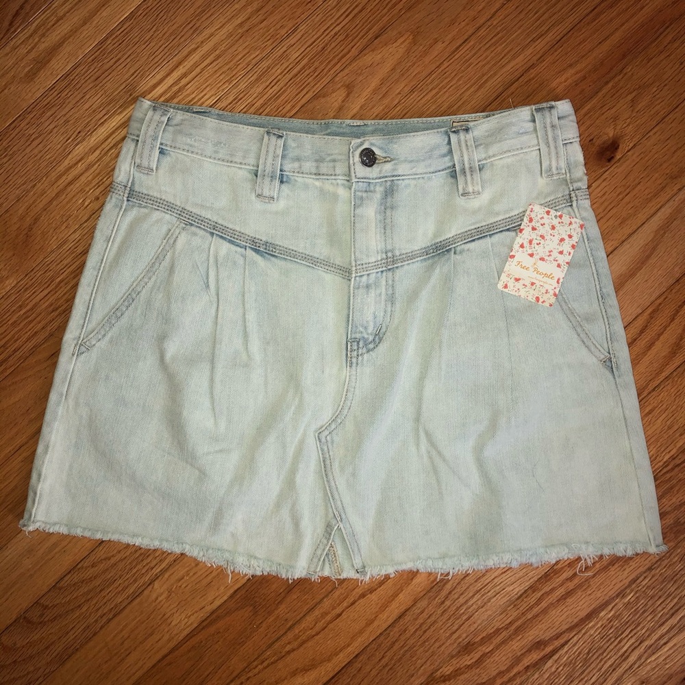 Free People Light Blue Denim Skirt